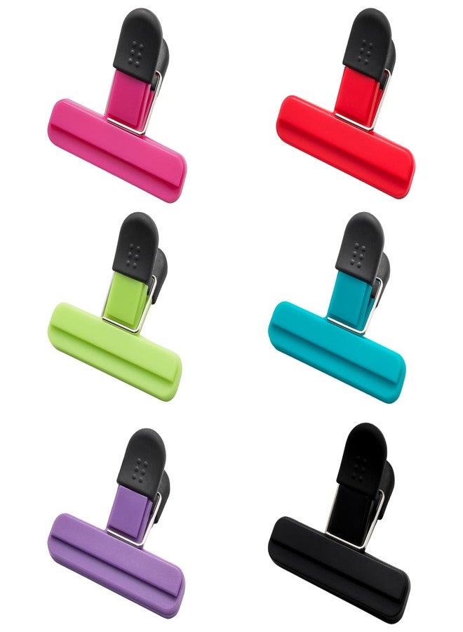 Pocoxll 6 Pack Small Size Bag Clips, 3 x 2.5 Inch Assorted Colors Food Clips (Style 1) - Image 1